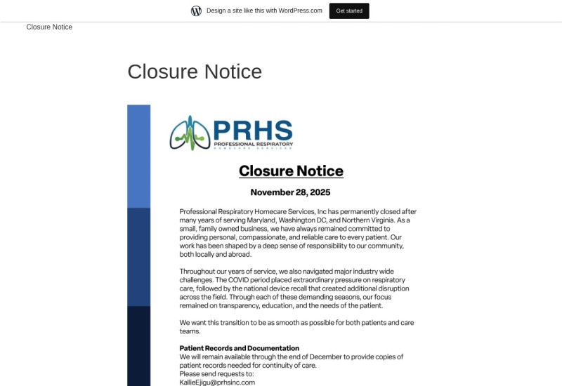 PRHS Inc WordPress site