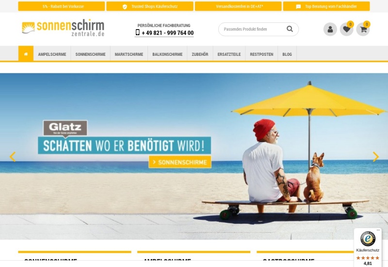 Sonnenschirm Zentrale Shopware storefront
